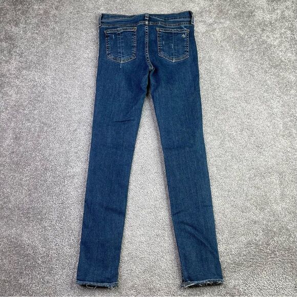 Rag & Bone Jeans Women's 26 Blue Skinny Low Rise Dark Denim Stretch Distressed - Picture 3 of 12
